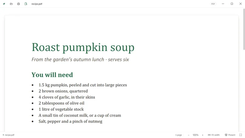 A PDF recipe card.